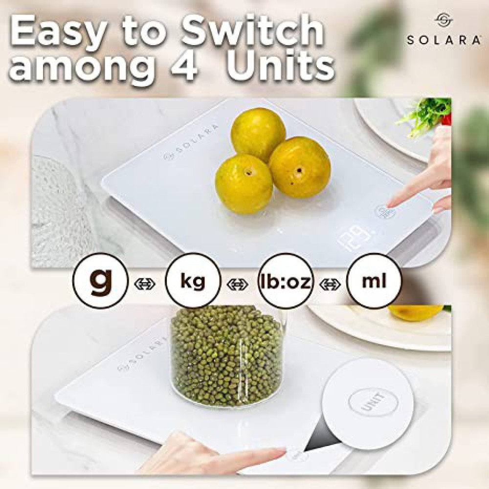 SOLARA Weight Machine for Kitchen | Digital Kitchen Scale for Home | Electronic Weight Machine for Shop | Food Weighing Scale | White