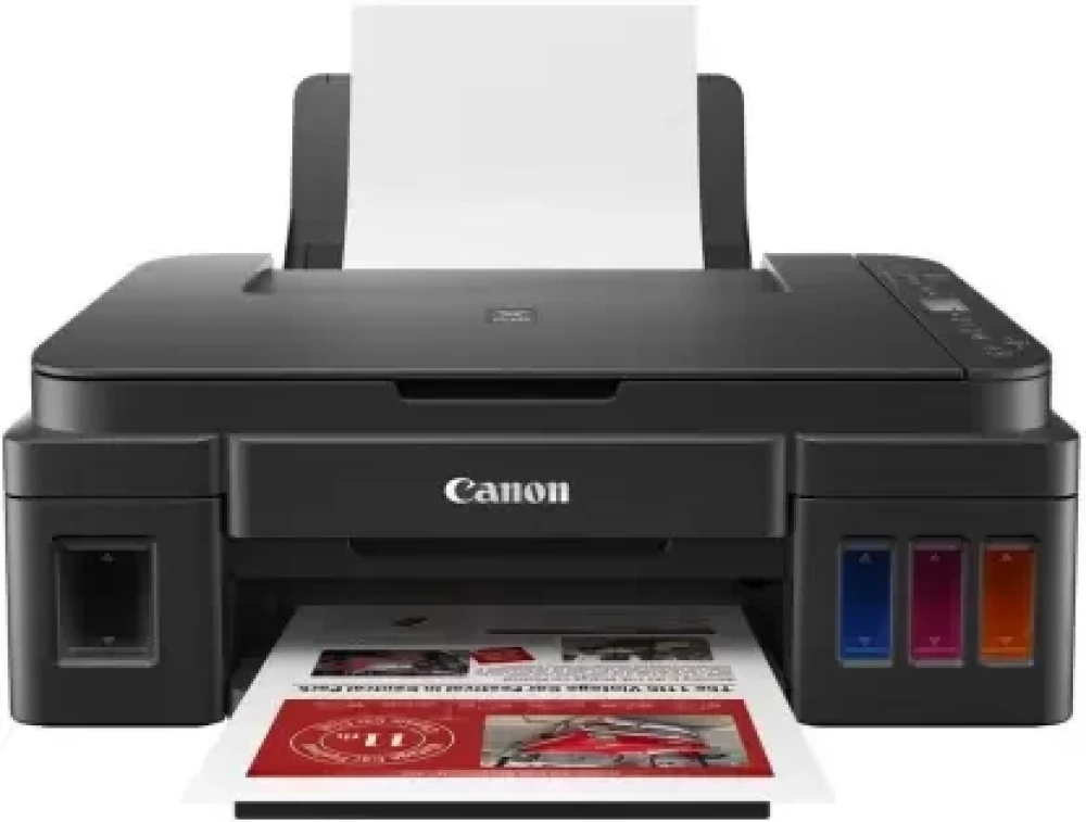 Canon G3012 Multi-function WiFi Color Inkjet Printer (Color Page Cost: 0.21 Rs. | Black Page Cost: 0.09 Rs. | Borderless Printing)  (Black, Ink Tank, 2 Ink Bottles Included)