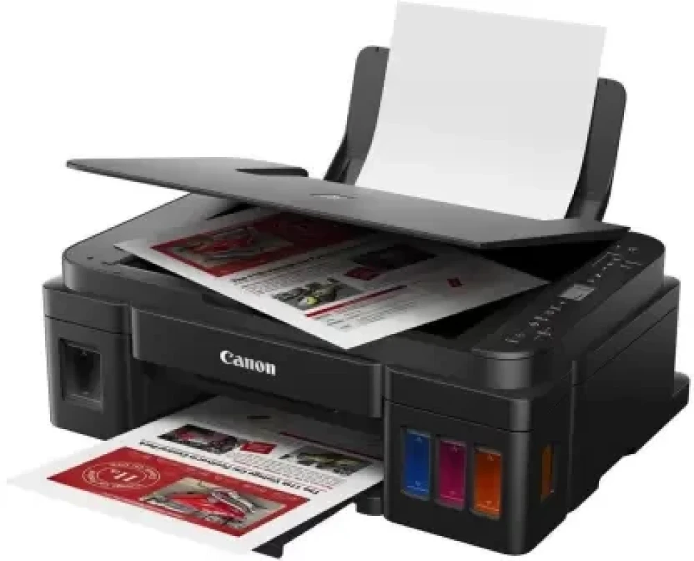 Canon G3012 Multi-function WiFi Color Inkjet Printer (Color Page Cost: 0.21 Rs. | Black Page Cost: 0.09 Rs. | Borderless Printing)  (Black, Ink Tank, 2 Ink Bottles Included)
