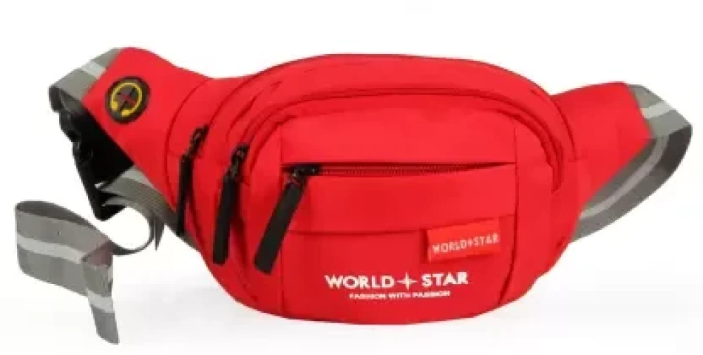 Worldstar fluffy red waist bag Fanny Pack for Travel Bags Hiking Trekking  (Red)