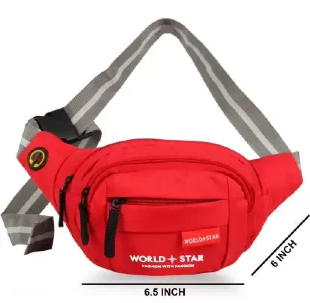 Worldstar fluffy red waist bag Fanny Pack for Travel Bags Hiking Trekking  (Red)