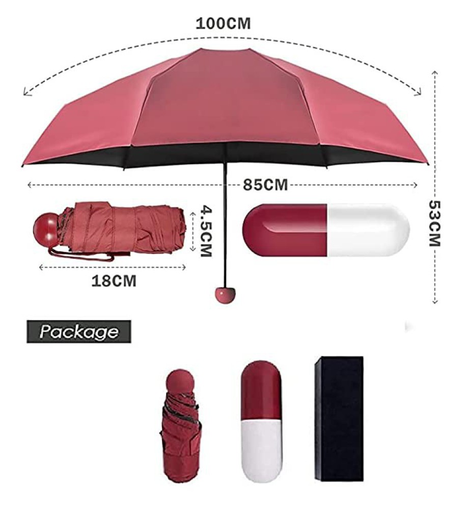 QONETIC Ultra Lights and Small Mini Umbrella with Cute Capsule Case, 5 Folding Compact Pocket Umbrella, Especially for Kids