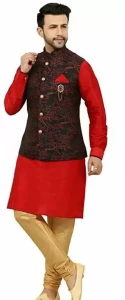 Men Ethnic Jacket and Kurta Set Cotton Blend